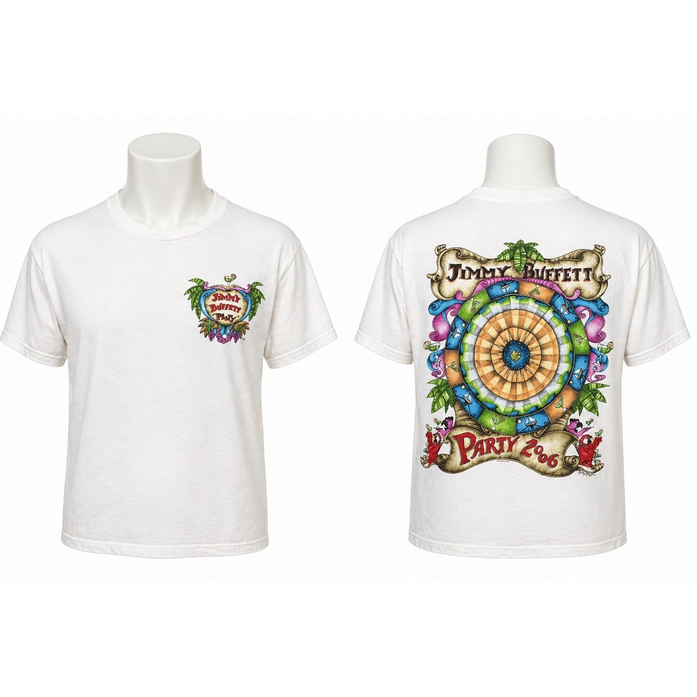Vintage Jimmy Buffett Party 2006 T‎ Shirt Mens Medium White Billy Baggs Concert